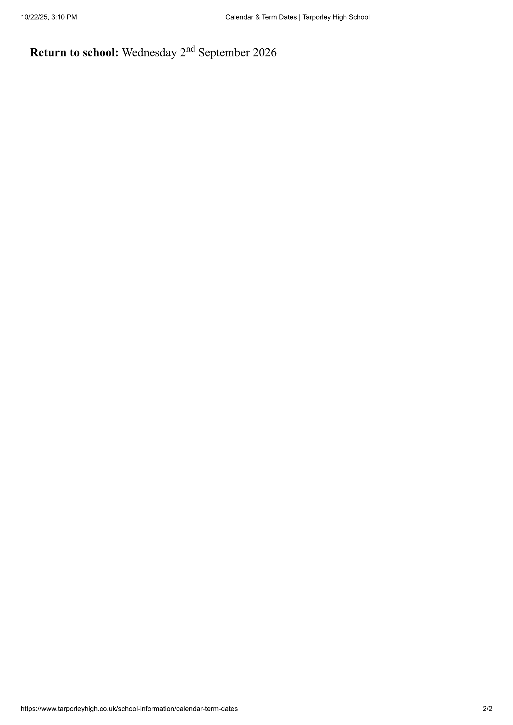 Tarporley high school 2