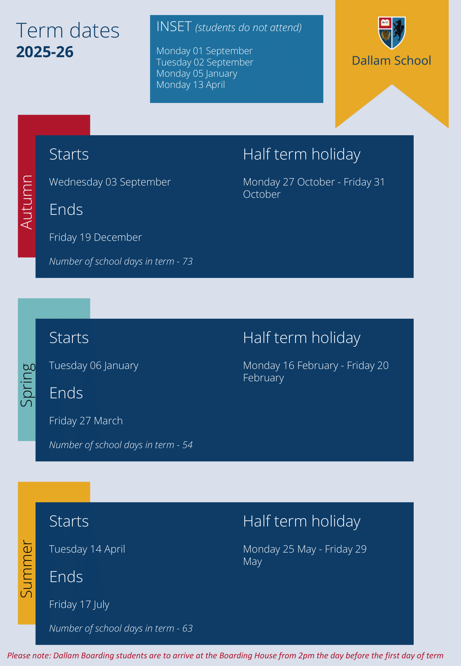 Dallam School Term Dates 25-26 
