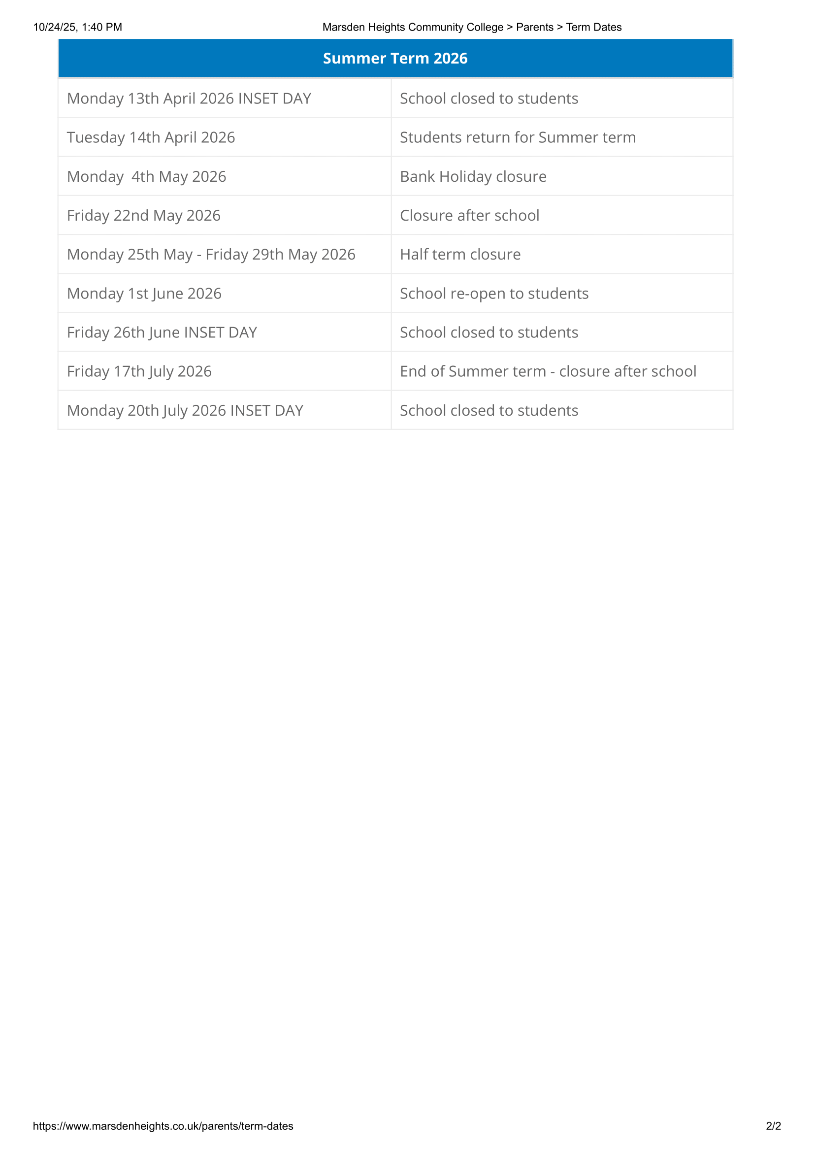 Marsden Heights Community College 25-26