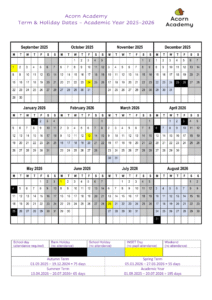 Acorn Academy Term Dates & Holidays (2025–2026)