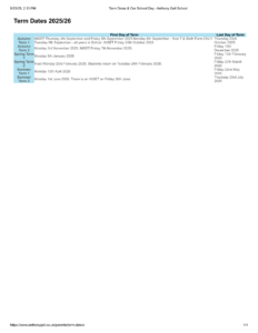 Anthony Gell School term dates 25-26