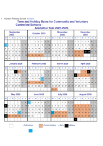 Ashdon Primary School Term Dates (2025–2026)