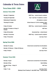 Ashlyns School Term Dates 1 25-26