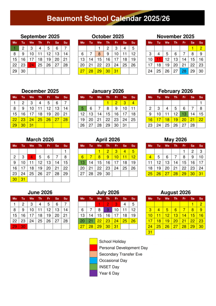 Barnwell School term dates 25-26