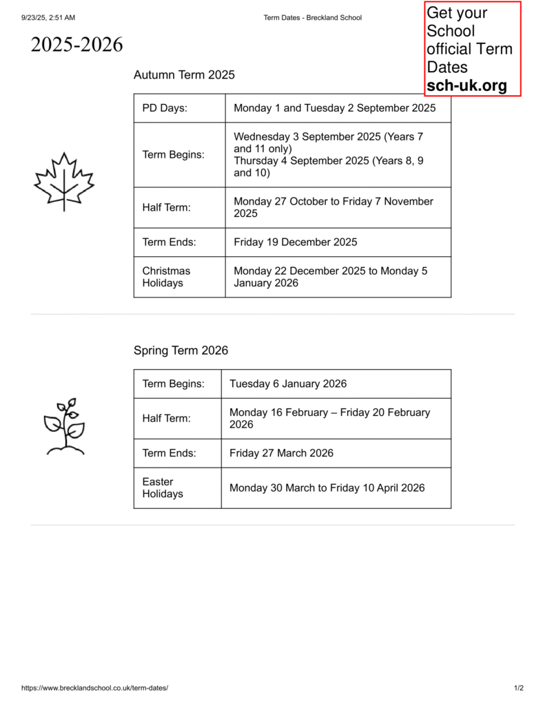 Breckland School term dates
