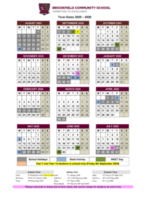 Brookfield Community School - Term Dates