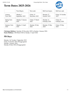 Bungay High School term dates