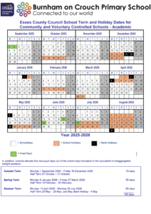 Burnham on Crouch Primary School – Term Dates 2025–2026