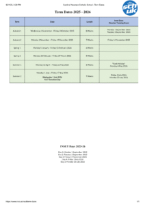 Cardinal Newman Catholic School term dates