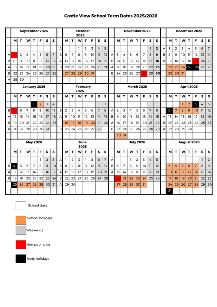 Castle View School Term Dates 2025–2026