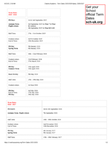Chantry Academy term dates