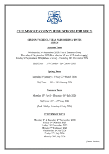 Chelmsford County High School for Girls — Term Dates FAQ (2025–2026)