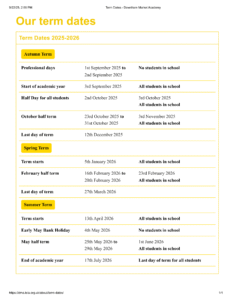 Downham Market Academy term dates 25-26 revised