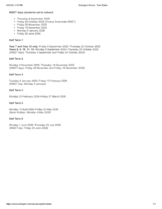 Eckington School term dates