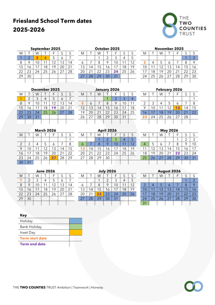 Friesland School Term Dates