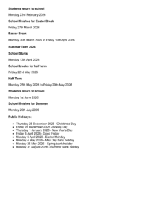 Future Academies Watford - Term Dates 25-26