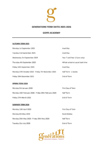 Term Dates - Goffs Academy 25-26