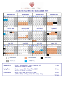 HEARTS Academy Trust term dates 25-26