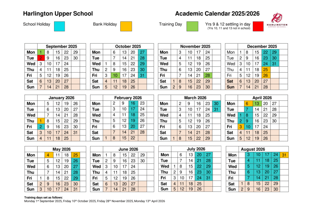 Harlington Upper School term dates