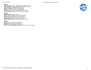 Hinchingbrooke School term dates 25-26 Revised