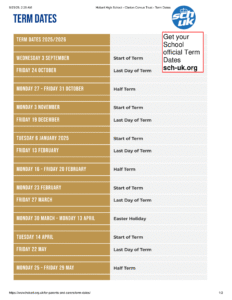 Hobart High School 25-26 term dates