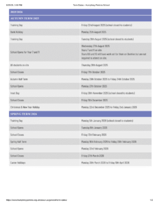 Humphrey Perkins School term dates 1