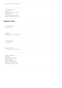 Term Dates - Hylands School