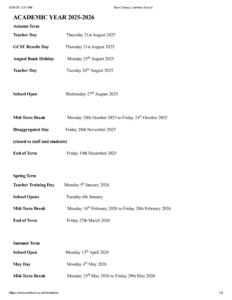 Ivanhoe School term dates