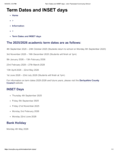 John Flamsteed Community School term dates