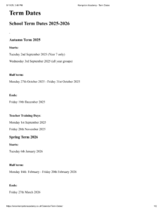 Kempston Academy - TERM DATES
