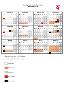 King John School - Term Dates 25-26