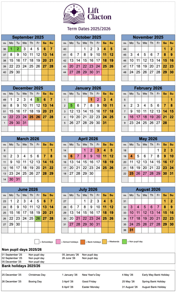 Clacton Coastal Academy Term Dates 25-26