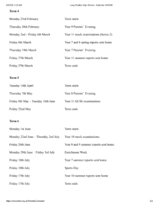 Long Stratton High School term dates 2