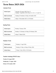 Lutterworth College term dates