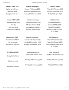 Lutterworth High School - term dates