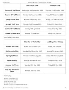 Marshland High School - term dates
