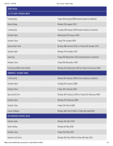 Martin High Term Dates -