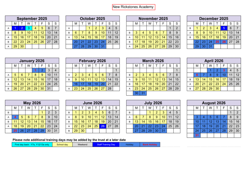 new rickstons Term Dates