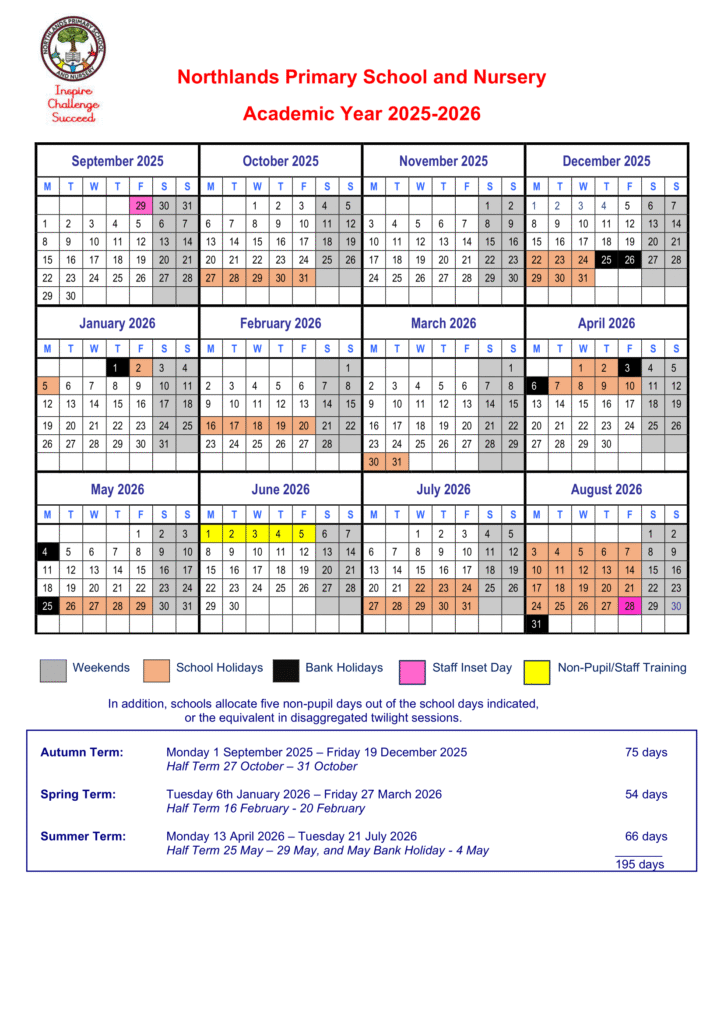 Northlands Primary School and Nursery term dates