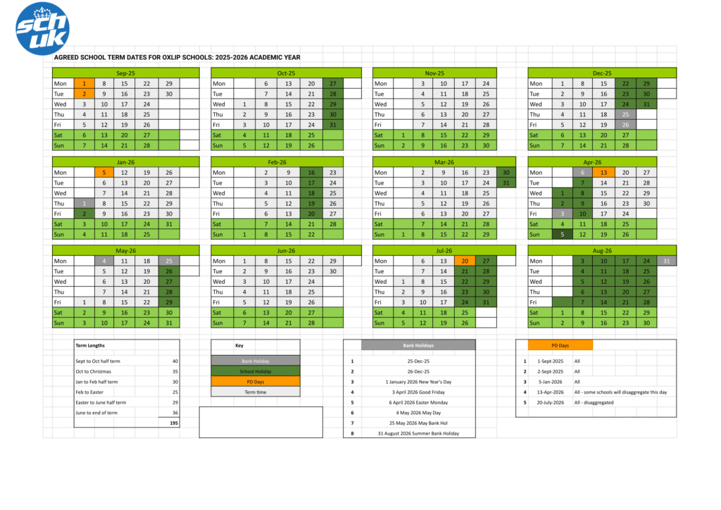 Oxlip Schools term dates