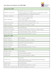 Parmiter's School - term dates
