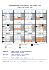 Passmores Academy - Term Dates 25-26