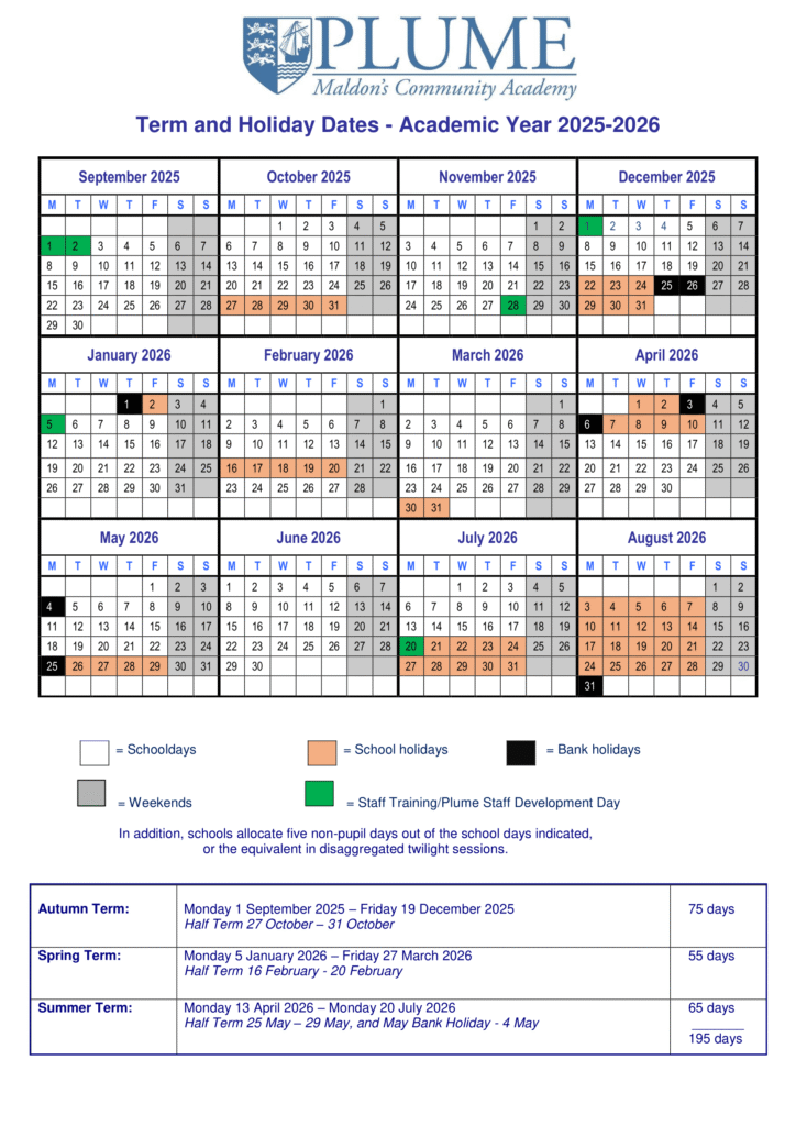 Term Dates _ Plume Academy