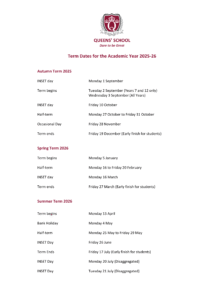 Queens' School Bushey Term Dates