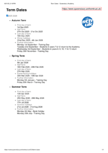 Queensbury Academy Term Dates 25-26