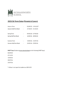 Rickmansworth School term dates