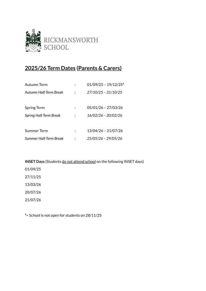 Rickmansworth School term dates