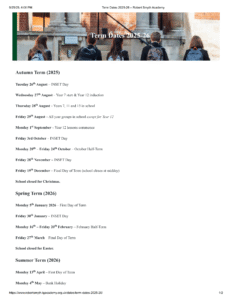 Robert Smyth Academy term dates