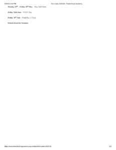 Robert Smyth Academy term dates