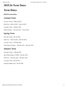 South Wigston High School - term dates